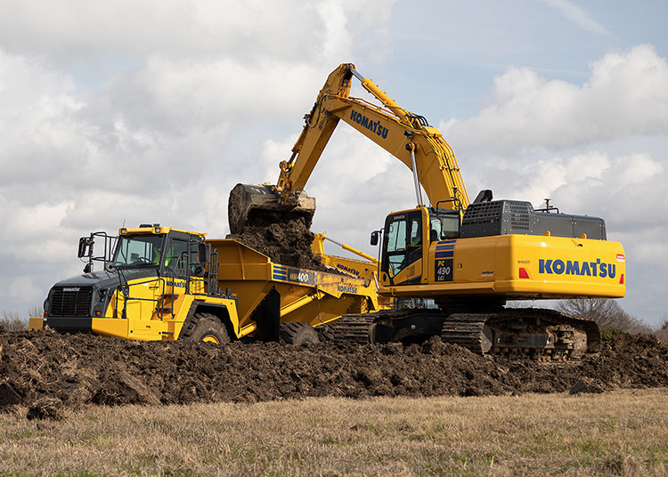 Offroad truck and excavator working